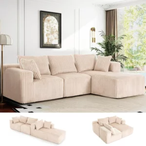 118" Compressed Sofa for Living Room L Shaped Boneless Couch, Modular Sectional Sofa, Sofa Bed Memory Foam Couches with Chaise - Image 6