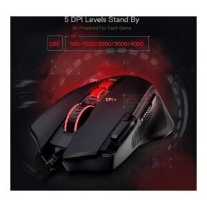 M612 Predator RGB Gaming Mouse, 8000 DPI Wired Optical Gamer Mouse 5 Backlit Modes, Software Supports DIY Key binds Rapid Fire Button - Image 4