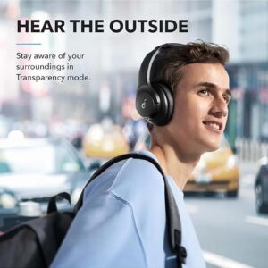By Anker Q20i Hybrid Active Noise Cancelling Headphones, Wireless Over-Ear Bluetooth, 40H Long ANC Playtime, Hi-Res Audio, Big Bass, Customize Via An App, Transparency Mode, Ideal For Travel Black Black - Image 3