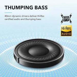 By Anker Q20i Hybrid Active Noise Cancelling Headphones, Wireless Over-Ear Bluetooth, 40H Long ANC Playtime, Hi-Res Audio, Big Bass, Customize Via An App, Transparency Mode, Ideal For Travel Black Black - Image 6