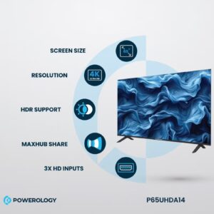 65 inch UHD 4K Smart TV Android DLED Frameless Design / HDR Support / 3840x2160 Resolution / Speaker / Maxhub Share / YouTube / Netflix / Shahid / Movies / Home / User-Friendly Interface - Black - Image 9
