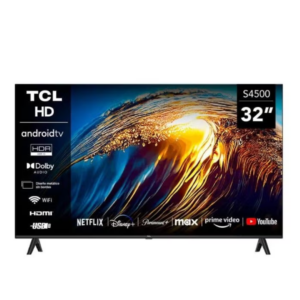 TCL 32 Inch S4500A HD Smart TV | Android Smart TV | HDR TV | T-Screen | Ai-Clarity | Dolby Audio | Metallic Bezel-less | Wifi, HDMI, USB | Multiple Viewing Modes | Ideal For Bedroom & Small Spaces - International Version 32S4500A Black - Image 1