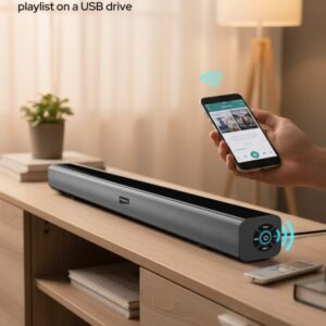2.0CH Sound Bar - 3000W (PMPO) Bluetooth 5.0 Sound Bar Cinema Movie with LED Display, Music Player Song Player For Home Office indoor and outdoor, Remote Control & USB/AUX/HDMI/Optical Support, Tv Entertainment – 2 Year Warranty, SB 1401 Black SB 1401 Black - Image 5