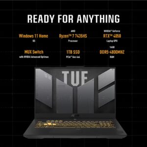 TUF Gaming A15 FA507NUR-LP053W Laptop With 15.6-Inch 144Hz Display, AMD Ryzen 7-7435HS Processor/16GB RAM/1TB SSD/6GB NVIDIA GeForce RTX 4050 Graphics Card/ English/Arabic Mecha Grey - Image 8