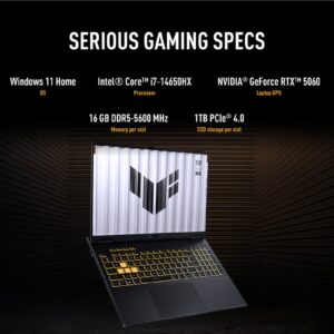 ASUS TUF F16 Gaming (2025) Laptop With 16 Inch WUXGA(1920x1200) Display,Intel Core i7-14650HX Processor/16GB RAM DDR5/1TB SSD/8GB NVIDIA GeForce RTX 5060 Graphics /Windows 11 Home/ Arabic Jaeger Gray - Image 8