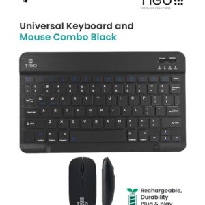 T I G O Universal Wireless Keyboard & Mouse Combo with Arabic & English Ergonomic Design and Silent Typing Keys Ultra Slim Design Compatible with Android Apple iPad IOS Windows & Mac (Black) - Image 5