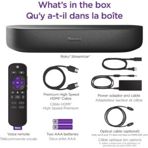 ROKU Streambar 4K/HD/HDR Streaming Media Player & Premium Soundbar – All-in-One with Dolby Audio, Voice Remote, Bluetooth & Smart TV Apps Support Black - Image 6