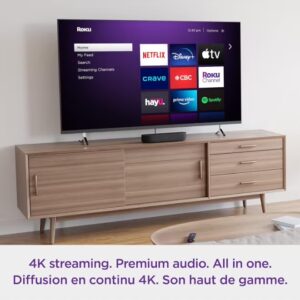 ROKU Streambar 4K/HD/HDR Streaming Media Player & Premium Soundbar – All-in-One with Dolby Audio, Voice Remote, Bluetooth & Smart TV Apps Support Black - Image 5
