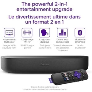 ROKU Streambar 4K/HD/HDR Streaming Media Player & Premium Soundbar – All-in-One with Dolby Audio, Voice Remote, Bluetooth & Smart TV Apps Support Black - Image 2