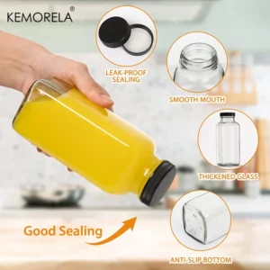2/4PCS 350ML Glass Bottle Leakproof Vintage Water Bottle for Juicing Hot Sauce Kombucha Ginger Jar Potion Milk Bottle Whiskey - Image 3