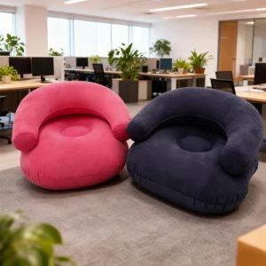 6 Colors Inflatable U-shaped Lazy Sofa with Armrests Living Room Outdoor Lounge Chair Portable Flocking PVC Inflatable Sofa - Image 2