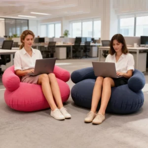 6 Colors Inflatable U-shaped Lazy Sofa with Armrests Living Room Outdoor Lounge Chair Portable Flocking PVC Inflatable Sofa - Image 3
