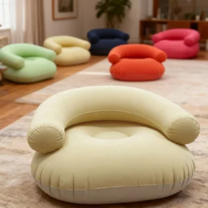 6 Colors Inflatable U-shaped Lazy Sofa with Armrests Living Room Outdoor Lounge Chair Portable Flocking PVC Inflatable Sofa - Image 5