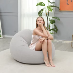 Portable Inflatable Sofa Soft Indoor Bedroom Lounge Bean Bag Chair Outdoor Camping Lazy Seat Round Single Inflatable Sofa - Image 2