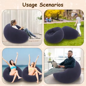 Portable Inflatable Sofa Soft Indoor Bedroom Lounge Bean Bag Chair Outdoor Camping Lazy Seat Round Single Inflatable Sofa - Image 6