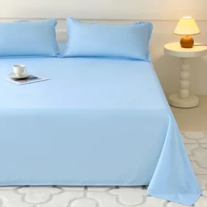 1 PC Sky Blue Bed Sheet Single / Queen / King Flat Sheet for Adults Skin-Friendly Solid Color Washed Bed Sheets Постельное Белье - Image 3