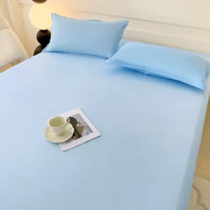 1 PC Sky Blue Bed Sheet Single / Queen / King Flat Sheet for Adults Skin-Friendly Solid Color Washed Bed Sheets Постельное Белье - Image 5