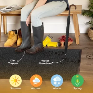 Washable Door Mats Indoor & Outdoor - Non-Slippery Heavy Duty - Stylish & Large Rubber - Perfect Dust Grabbing Doormats - Image 6