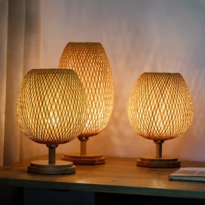 Bamboo Weaving Table Lamp Creative Handmade Rattan Bedroom Restaurant Bedside Desk Lights Chinese Pastoral Retro Table Light - Image 2