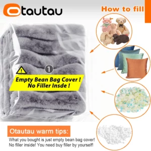 OTAUTAU Thick Soft Faux Fur Bean Bag Cover Cushion Pillowsac Christmas DD235【No Filler Inside!You Need Buy Filler By Yourself!】 - Image 6