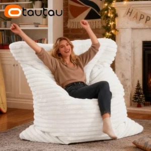 OTAUTAU Thick Soft Faux Fur Bean Bag Cover Cushion Pillowsac Christmas DD235【No Filler Inside!You Need Buy Filler By Yourself!】 - Image 5