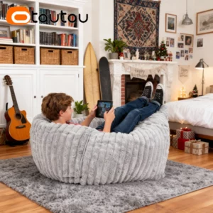 OTAUTAU Thick Soft Faux Fur Bean Bag Cover Cushion Pillowsac Christmas DD235【No Filler Inside!You Need Buy Filler By Yourself!】 - Image 9