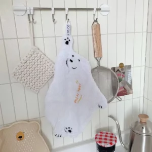 Polar Bear Hand Wiping Towel Super Absorbent Hanging Kitchen Towel Coral Design Thick Cartoon Hand Towel - Image 2