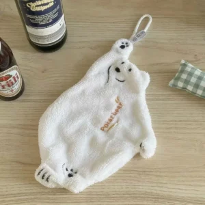 Polar Bear Hand Wiping Towel Super Absorbent Hanging Kitchen Towel Coral Design Thick Cartoon Hand Towel - Image 3