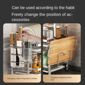 Dish Drying Rack Compact Kitchen Dish Rack Drainboard Set Large Rust-Proof Dish Drainer with Utensil Holder - Image 3