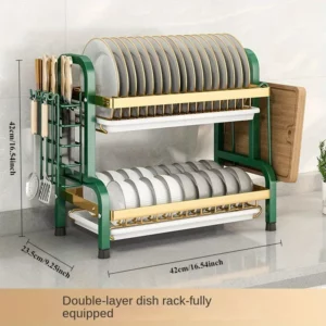 Dish Drying Rack Compact Kitchen Dish Rack Drainboard Set Large Rust-Proof Dish Drainer with Utensil Holder - Image 6