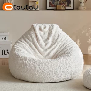OTAUTAU Soft Faux Bunny Fur Bean Bag Cover Pouf Ottoman Winter Christams DD027【No Filler Inside!You Need Fill It By Yourself !】 - Image 5