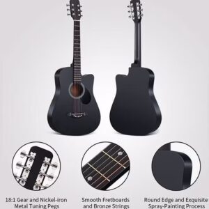 38-Inch Guitar With Accessories Set for Kids and Adults with Guitar Bag Tuner Brass strings Capo String Pick and Clean Cloth for Gift - Image 3