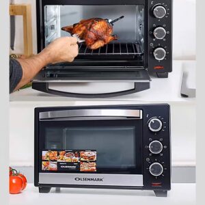 Olsenmark 25 L Electric Oven With Rotisserie Function, Bake Pan, Heat/ Temperature Dial, 6 Stages Heating And Temperature 100-250-Degrees Celsius/60 Minute Timer and Perfect For Grilling, Toasting & Roasting 25 L 1600 W OMO2277G Black - Image 6