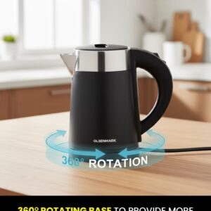 Olsenmark 1.0L Double Layer Electric Kettle OMK7028 | 800W Fast Boiling with 360° Rotating Base | Auto Shut-Off, Overheat & Dry Boil Protection | Perfect for Tea, Milk & Water | 2 Years Warranty | Black 1 L 800 W OMK7028 BLACK - Image 6