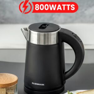Olsenmark 1.0L Double Layer Electric Kettle OMK7028 | 800W Fast Boiling with 360° Rotating Base | Auto Shut-Off, Overheat & Dry Boil Protection | Perfect for Tea, Milk & Water | 2 Years Warranty | Black 1 L 800 W OMK7028 BLACK - Image 7