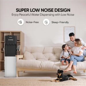 3-Tap/Faucet Bottom Loading Water Dispenser Instant Hot/Cold/Room Temperature Water Dispenser Child Safety Lock, Stainless Steel Reservoir, Ideal For Home And Office NWD4000BS Black/Grey - Image 3
