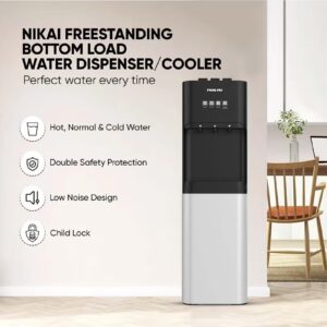 3-Tap/Faucet Bottom Loading Water Dispenser Instant Hot/Cold/Room Temperature Water Dispenser Child Safety Lock, Stainless Steel Reservoir, Ideal For Home And Office NWD4000BS Black/Grey - Image 7