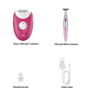 Silk-epil 3 SkinSpa 3202 Epilator, Bikini Trimmer, Cleaning Brush, Smart Light, Corded - Image 3