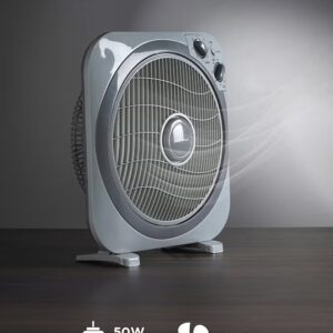 Olsenmark 12 inch Box Fan OMF1723N, 3 Speed Control, 60 minutes timer, Powerful Personal Desk Box Fan With Copper Motor, Table Fan for Office, Home (3 Speed) Fan Guard OMF1723 Grey - Image 9