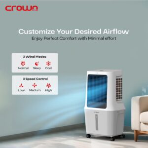 Evaporative Air Cooler, 30L Tank, 1800m³/h Airflow, Anion Purifier, 3 Wind Modes, 3-Speed Control, Multi-Directional Swing, 12H Timer, Dual Remote Control, Easy-Move Wheels 30 L 120 W AC-400 White - Image 3