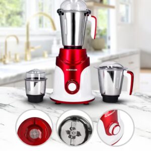 3 IN 1 Indian Mixer Grinder Juicer OMSB2427J, 750W Powerful Motor with Stainless Steel Jars and Blades, 3 Jars with 3 Speed Control Unbreakable Polycarbonate Jar Caps, Multicolour 0 L 750 W OMSB2427K Multicolour - Image 7