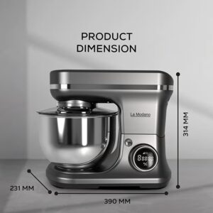 1000W Stand Mixer with 5L Stainless Steel Bowl – 8-Speed Digital Control, LED Timer, Safety Lock, Dough Hook, Beater & Whisk Included - LMSM600 - Image 2