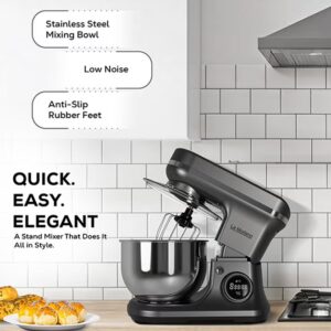1000W Stand Mixer with 5L Stainless Steel Bowl – 8-Speed Digital Control, LED Timer, Safety Lock, Dough Hook, Beater & Whisk Included - LMSM600 - Image 3