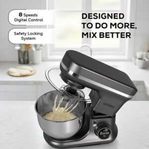 1000W Stand Mixer with 5L Stainless Steel Bowl – 8-Speed Digital Control, LED Timer, Safety Lock, Dough Hook, Beater & Whisk Included - LMSM600 - Image 4