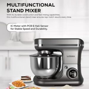 1000W Stand Mixer with 5L Stainless Steel Bowl – 8-Speed Digital Control, LED Timer, Safety Lock, Dough Hook, Beater & Whisk Included - LMSM600 - Image 5