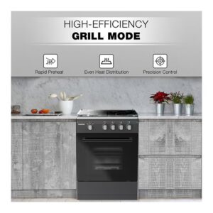 50x50cm Full Safety 4 Burner Gas Cooker, Oven And Open Grill Function, Free Standing Cooking Range, Easy Cleaning, Robust Burners, Rapid Preheat, Best For Home And Kitchen, Made In Turkey U3110NBFS Black - Image 3