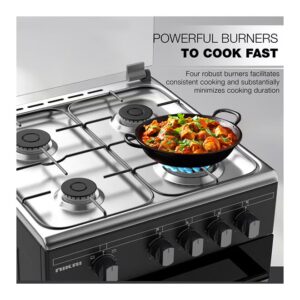 50x50cm Full Safety 4 Burner Gas Cooker, Oven And Open Grill Function, Free Standing Cooking Range, Easy Cleaning, Robust Burners, Rapid Preheat, Best For Home And Kitchen, Made In Turkey U3110NBFS Black - Image 5