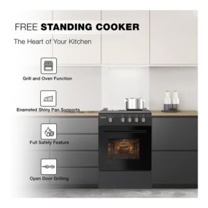 50x50cm Full Safety 4 Burner Gas Cooker, Oven And Open Grill Function, Free Standing Cooking Range, Easy Cleaning, Robust Burners, Rapid Preheat, Best For Home And Kitchen, Made In Turkey U3110NBFS Black - Image 7