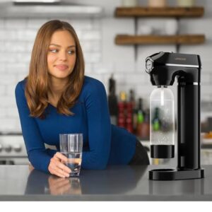 Carbonator Sparkling Water Maker with Pressure Release Gauge, Cordless Portable Sparkling Water Machine with 1000mL Capacity, Adjustable Carbonator Level Fizz Maker, CO2 Compatible Soda Maker - Image 2