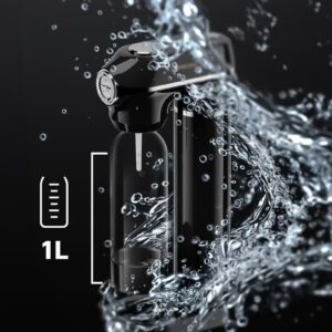 Carbonator Sparkling Water Maker with Pressure Release Gauge, Cordless Portable Sparkling Water Machine with 1000mL Capacity, Adjustable Carbonator Level Fizz Maker, CO2 Compatible Soda Maker - Image 7